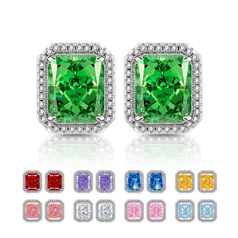 Luminous Emerald-Cut Studs Earrings