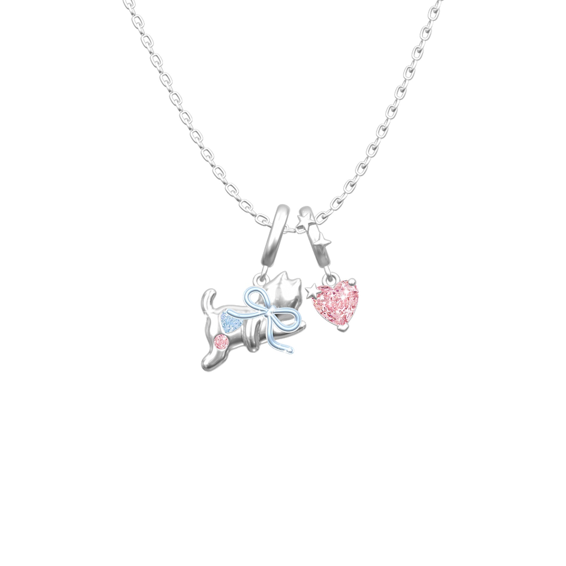 925 Sterling Silver Sweetheart Kitty Jewelry Set