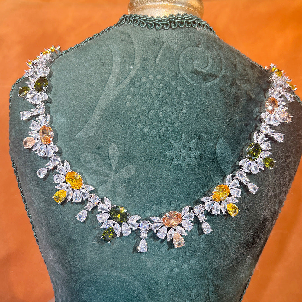 Cushion-Cut Sage Green & Marquise Cluster Wedding Parure
