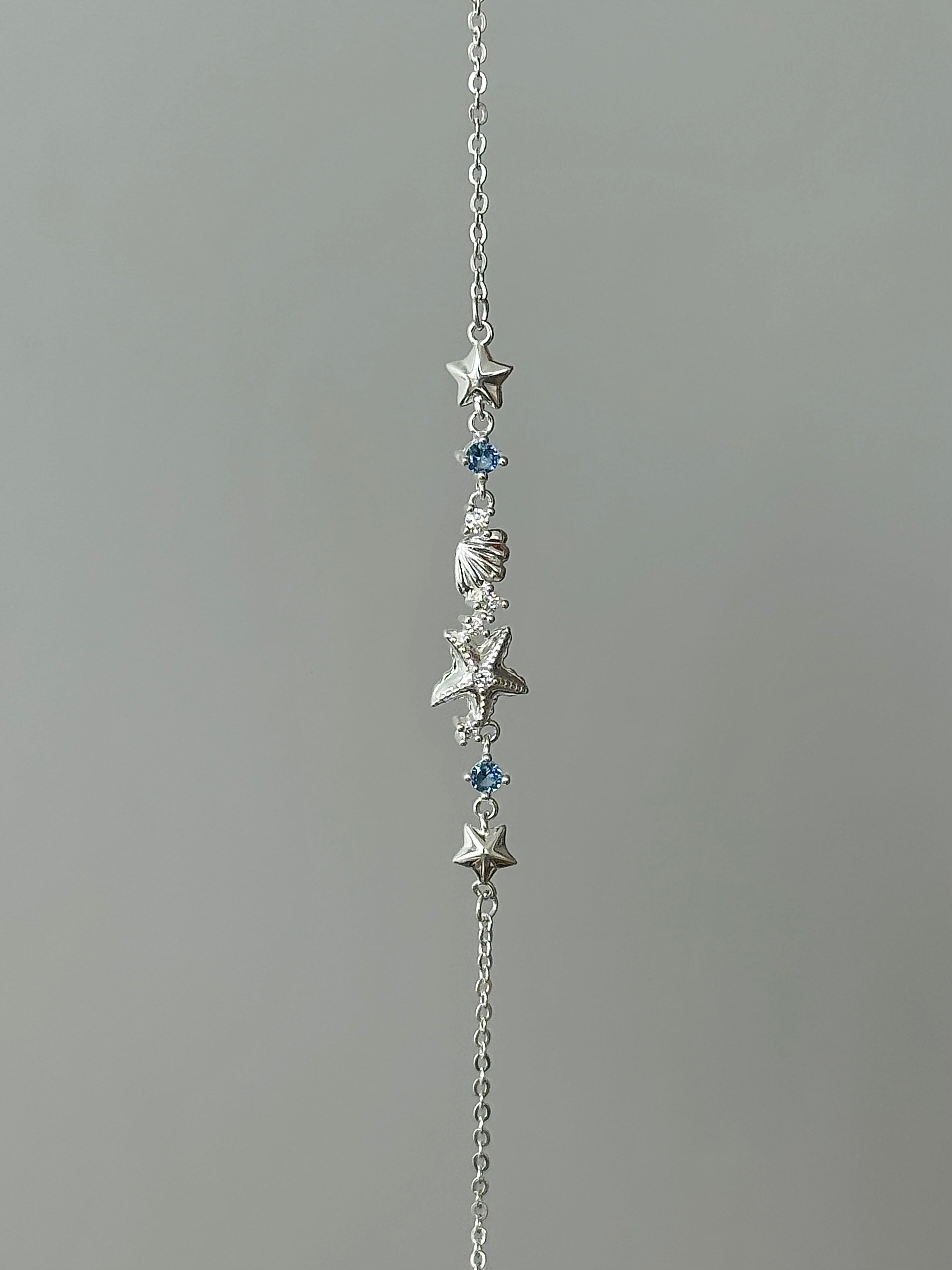 S999 Fine Silver Coastal Starfish Shell Jewelry Set