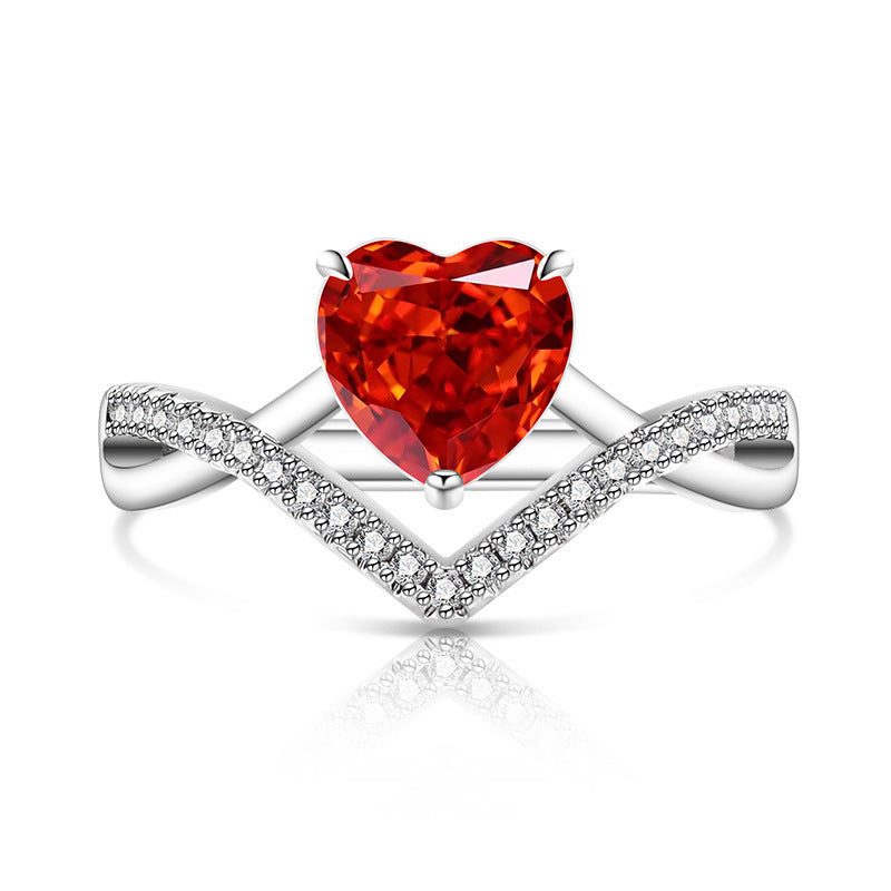 Chevron Heart Pavé Ring|Romantic V-Shape 5A CZ Ring