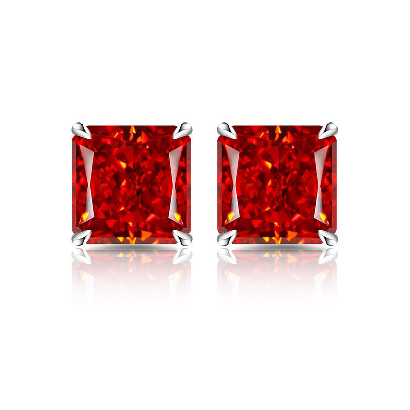 5A Cubic Zirconia Radiant-Cut Stud Earrings