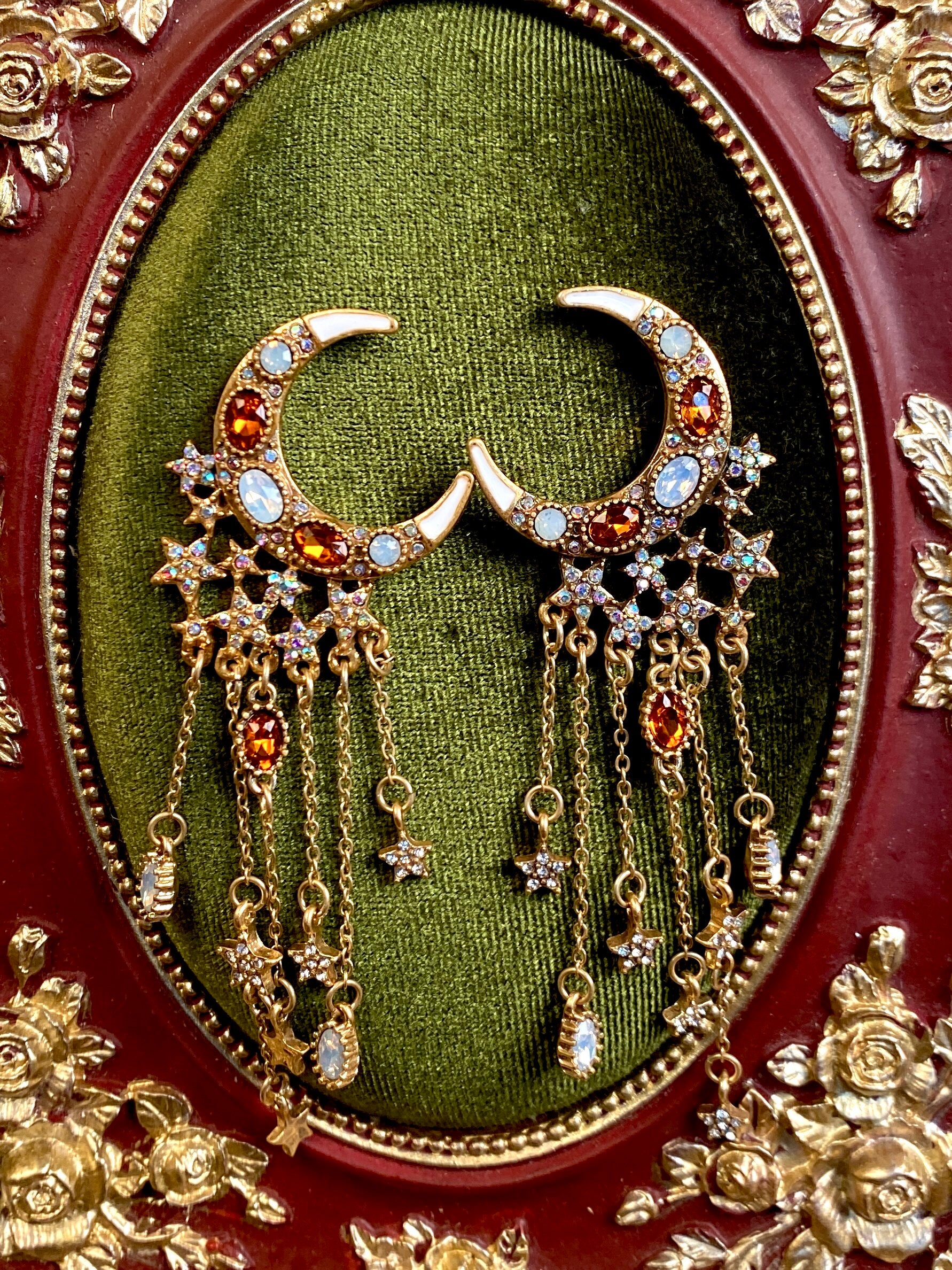 Vintage Cascading Moon Star Statement Jewelry Set