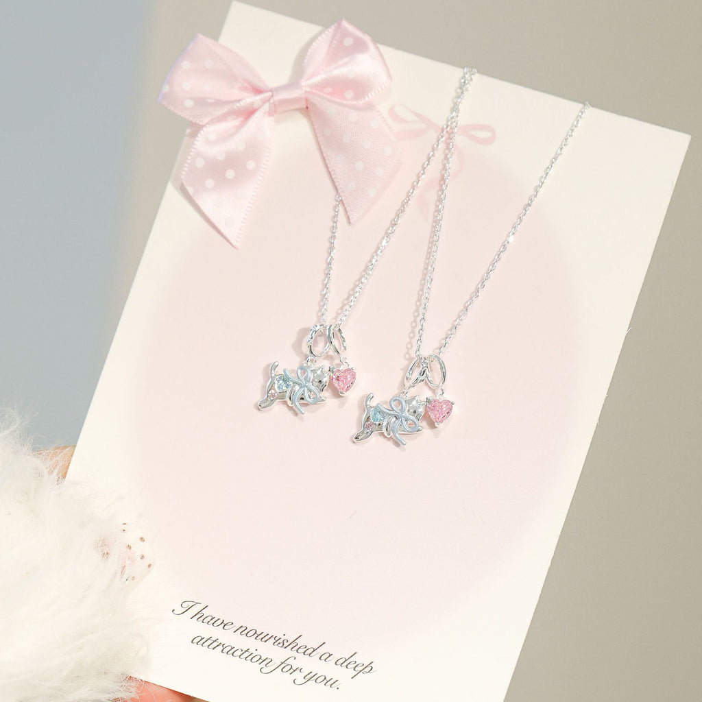 925 Sterling Silver Sweetheart Kitty Jewelry Set