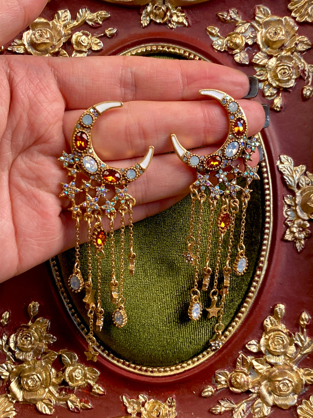 Vintage Cascading Moon Star Statement Jewelry Set