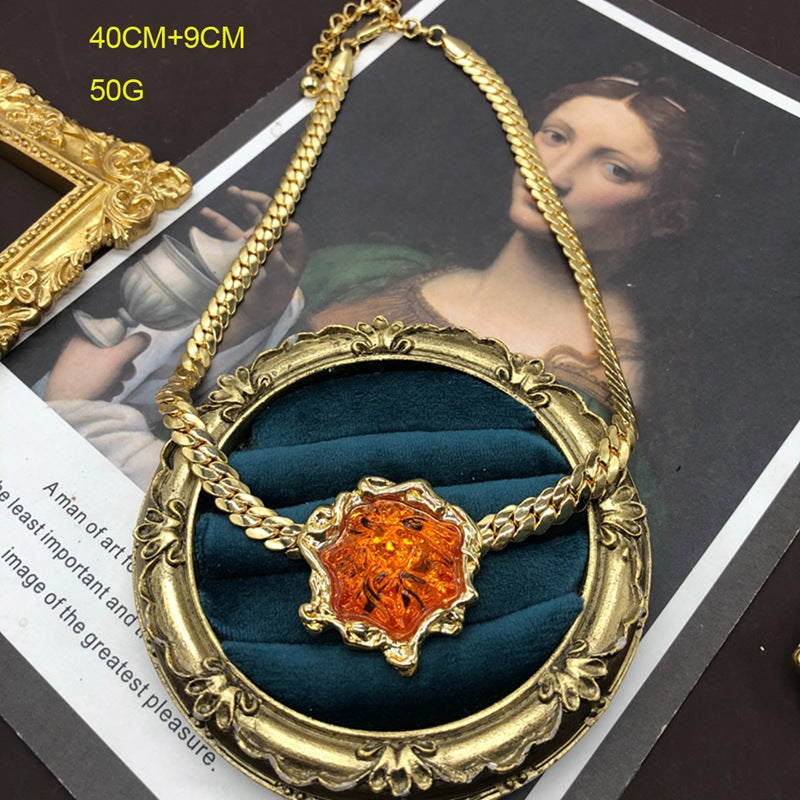 Vintage Lava Jelly Amber Glow Jewelry Set