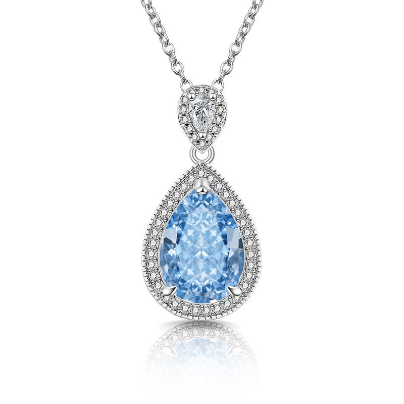 Double Halo Teardrop Pendant Necklace 18K Gold Plated