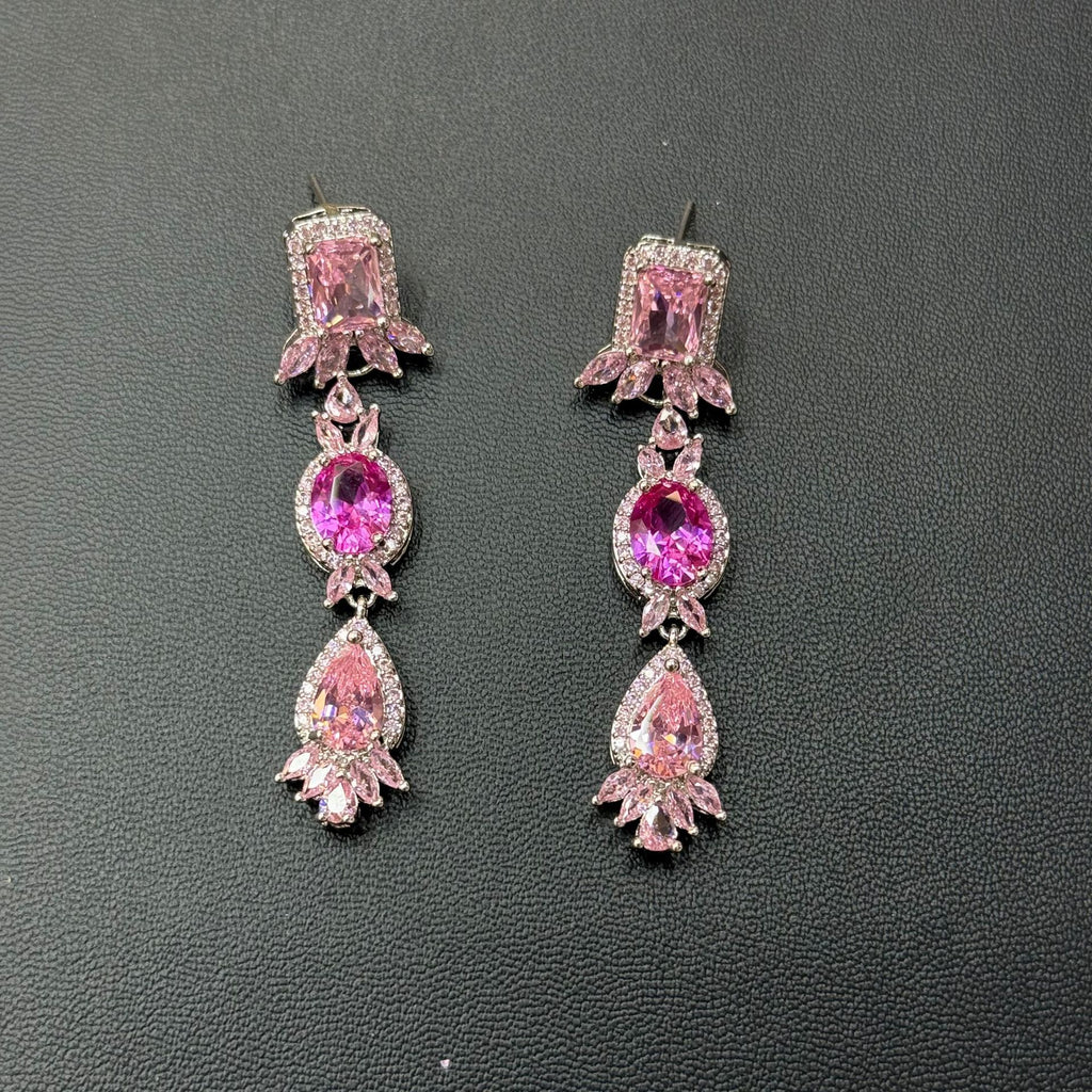 Pastel Gemstone-Tone Teardrop Garland Bridal Jewelry Set