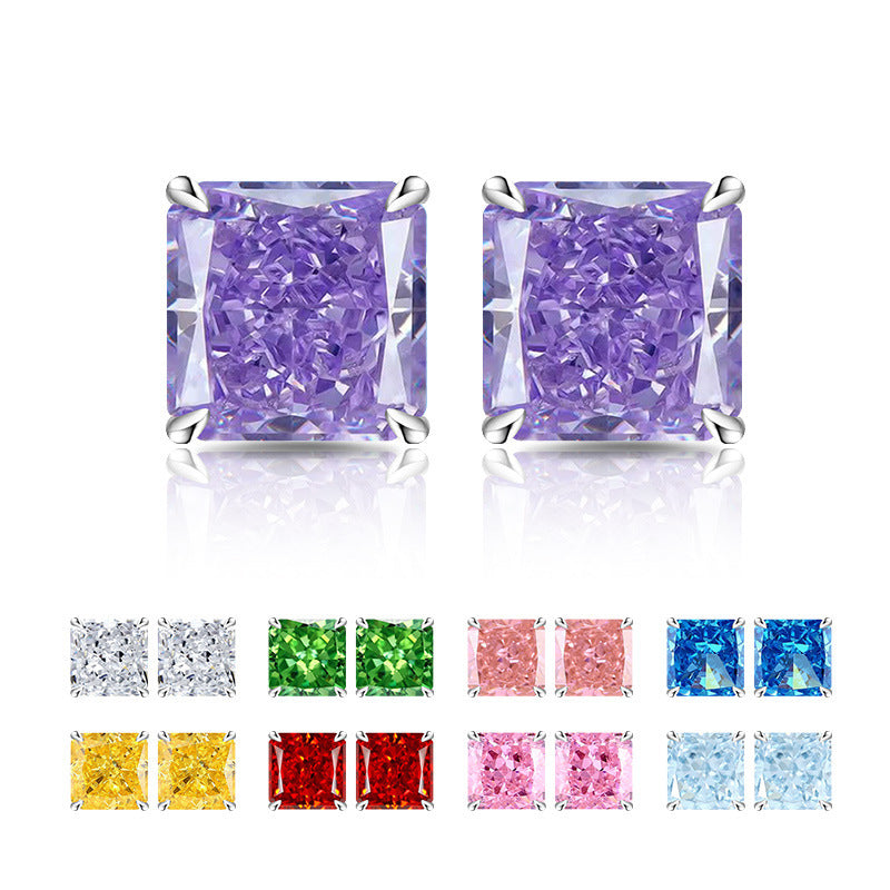 5A Cubic Zirconia Radiant-Cut Stud Earrings
