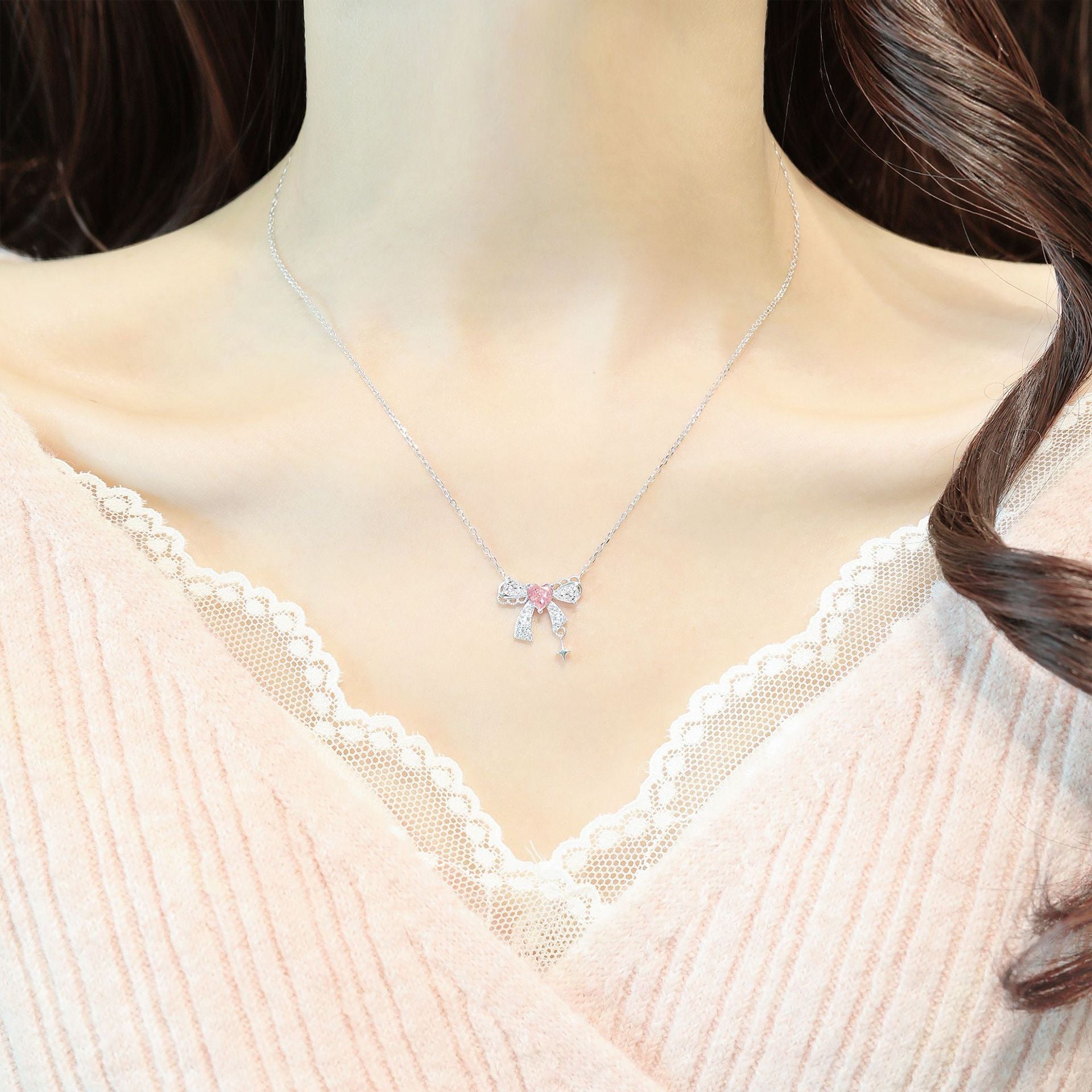 925 Sterling Silver Coquette Lace Bow Jewelry Set