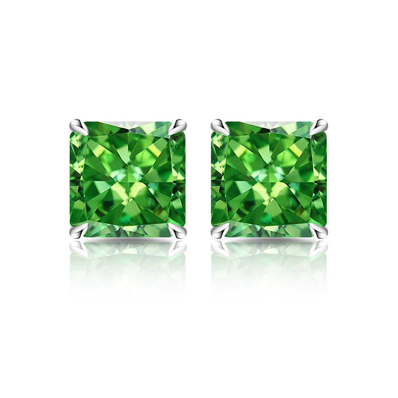 5A Cubic Zirconia Radiant-Cut Stud Earrings