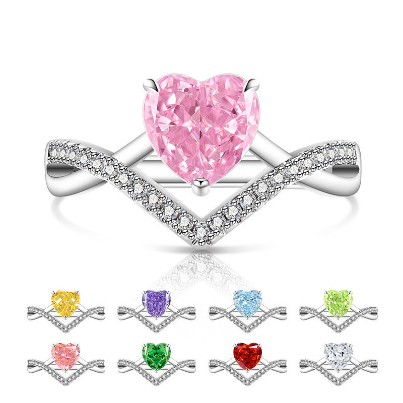Chevron Heart Pavé Ring|Romantic V-Shape 5A CZ Ring