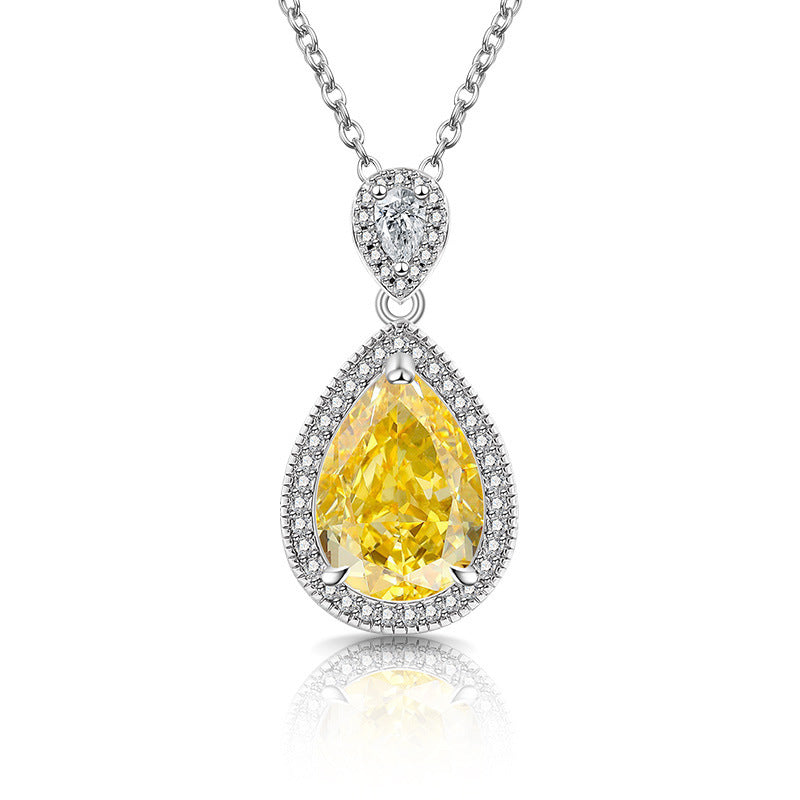 Double Halo Teardrop Pendant Necklace 18K Gold Plated