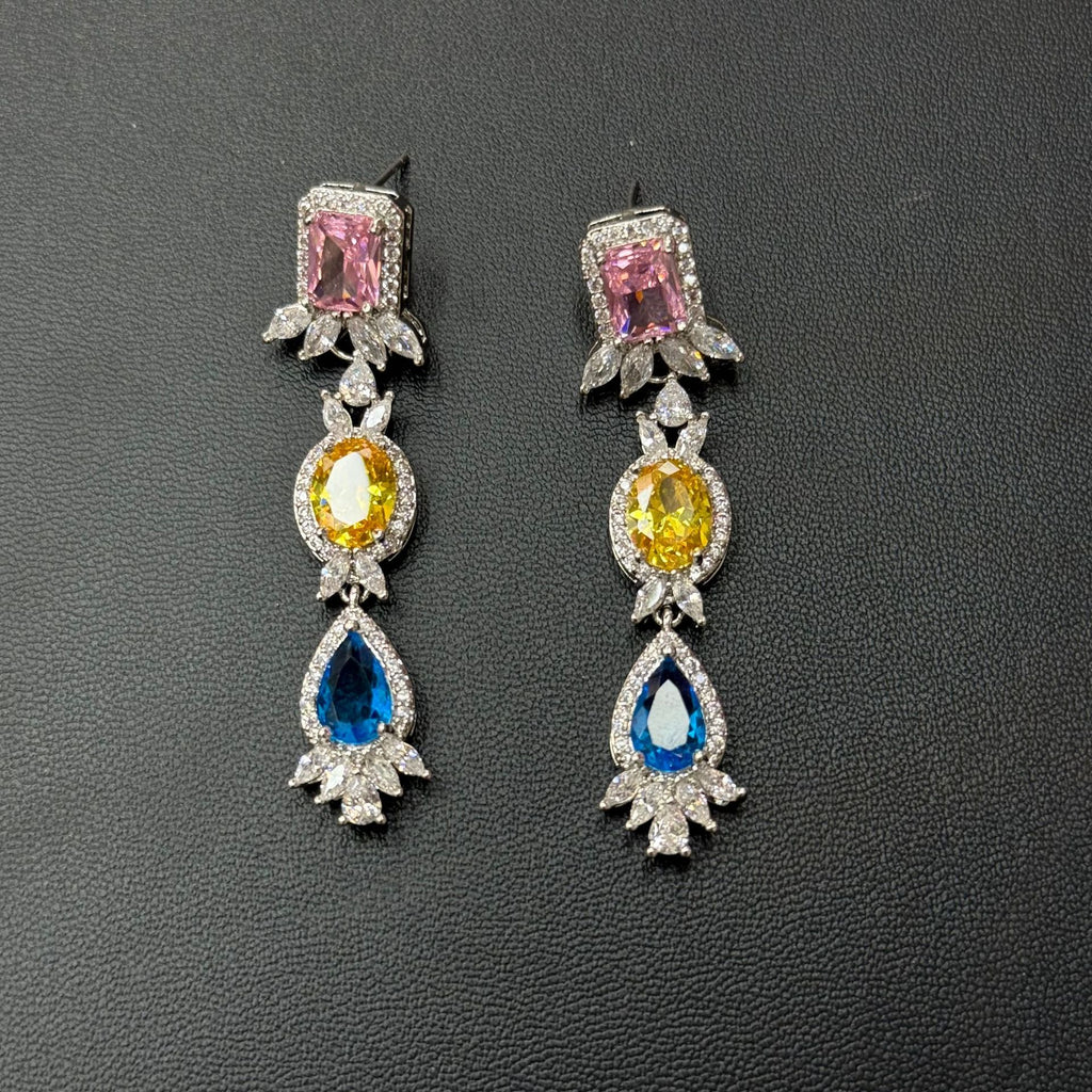 Pastel Gemstone-Tone Teardrop Garland Bridal Jewelry Set