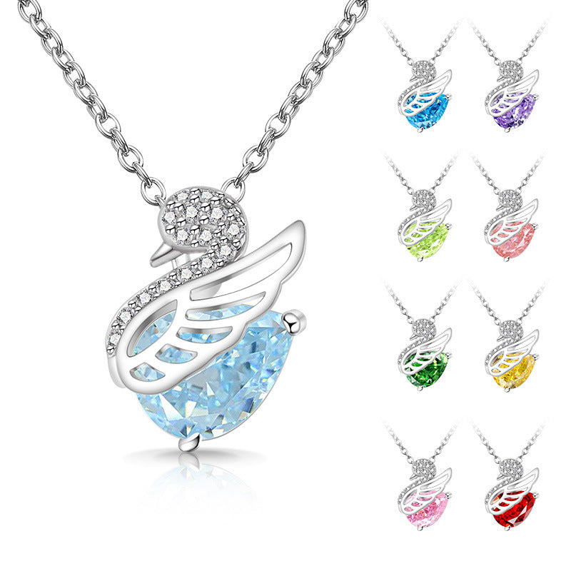 Swan Lake Teardrop Pendant Necklace