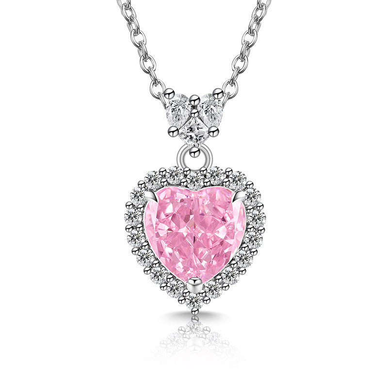 Double Heart Halo Pendant Necklace