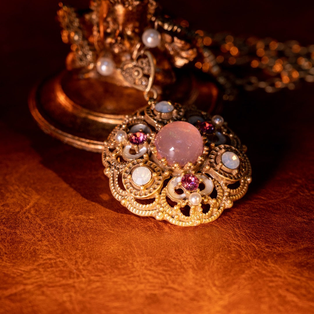 Rose Heirloom Antique Victorian Filigree Jewelry Suite