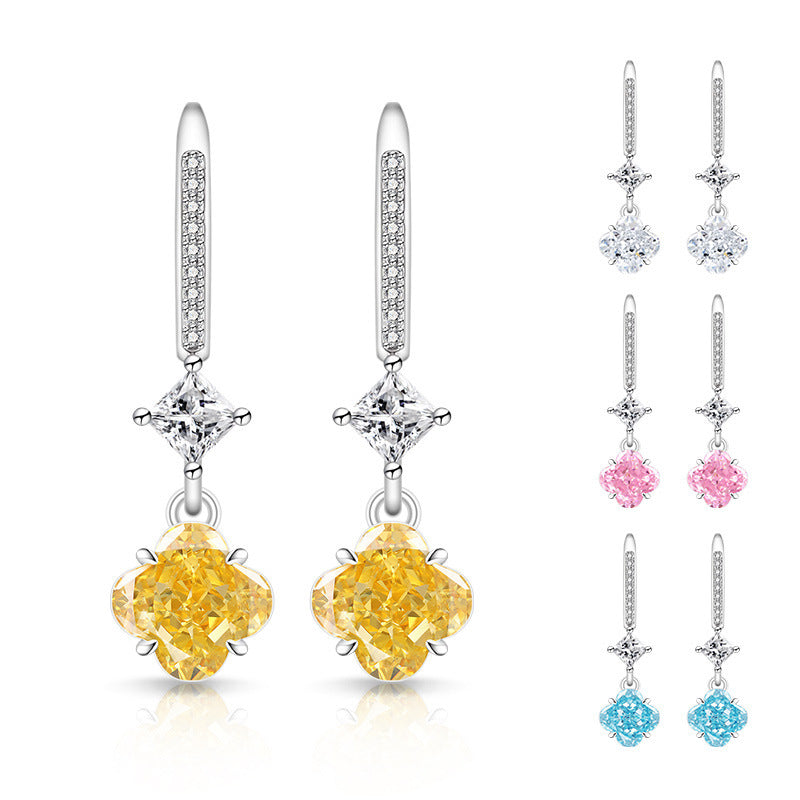 Clover Drop Earrings|Slimming Long Hook 5A CZ Earrings