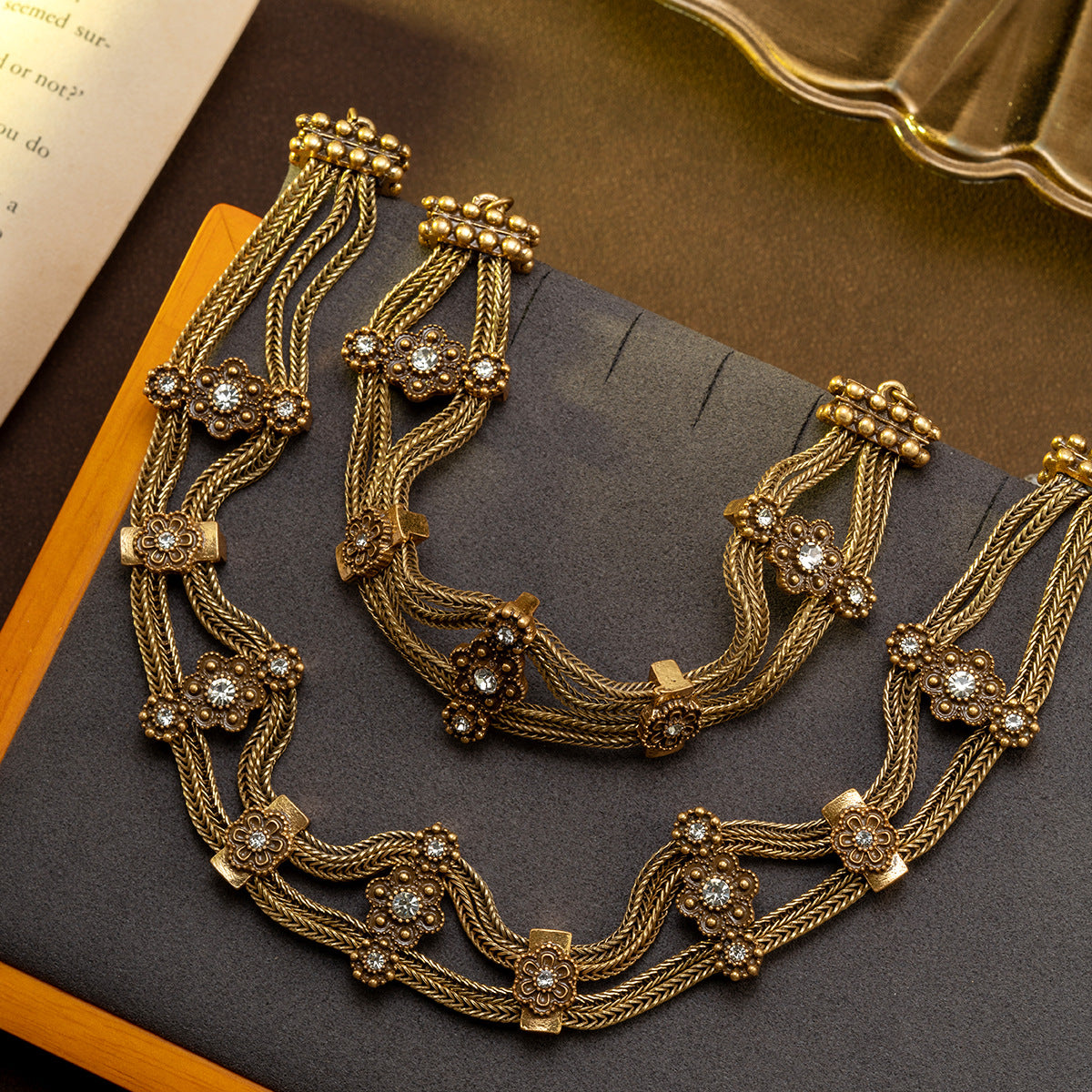 Vintage Woven Floral Statement Jewelry Set