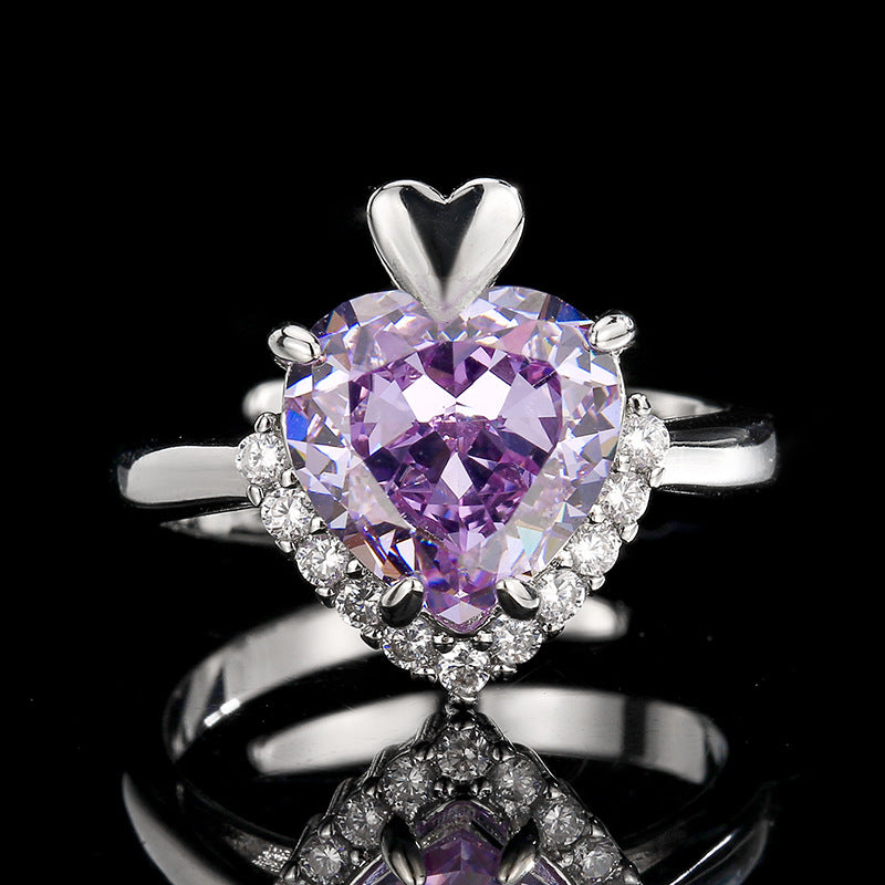 Lilac Purple Heart Jewelry Set| Heart-Cut 5A CZ Halo Design
