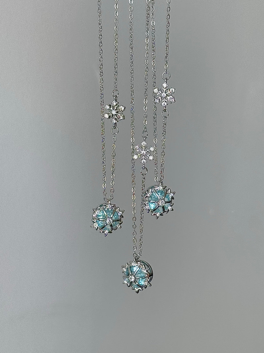 S925 Sterling Silver Winter Snowflake Necklace Bracelet