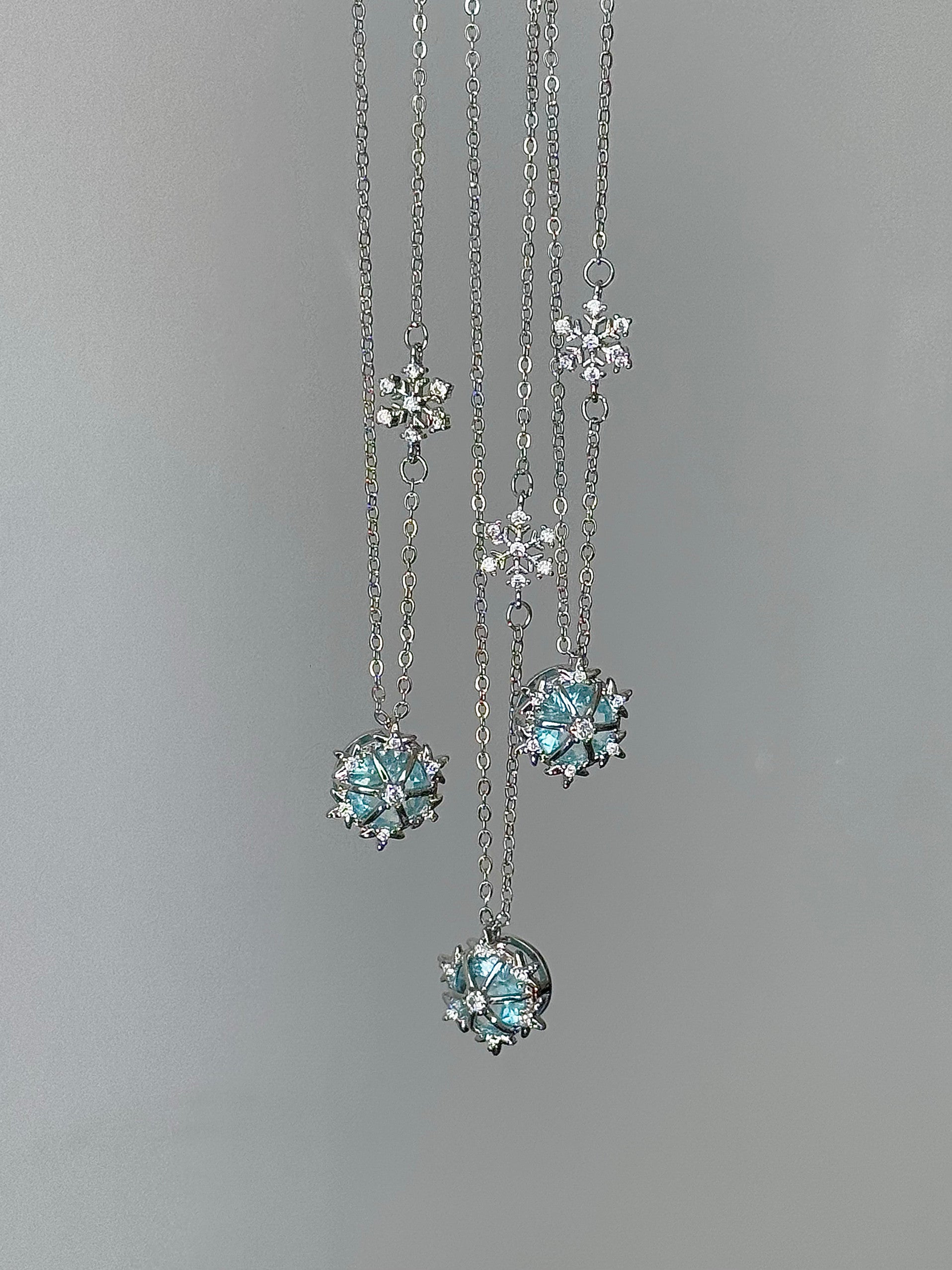 S925 Sterling Silver Winter Snowflake Necklace Bracelet