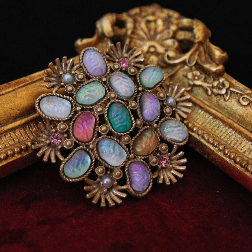Vintage Mosaic Renaissance Necklace Brooch