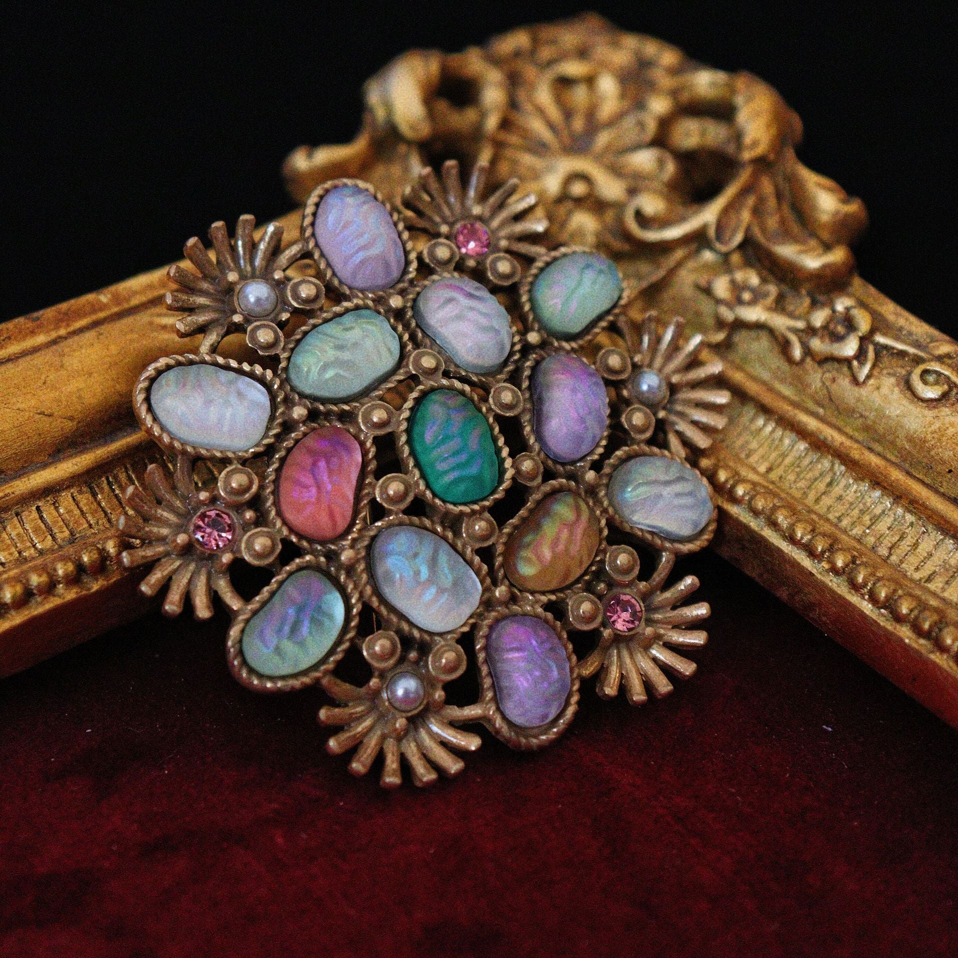 Vintage Mosaic Renaissance Necklace Brooch