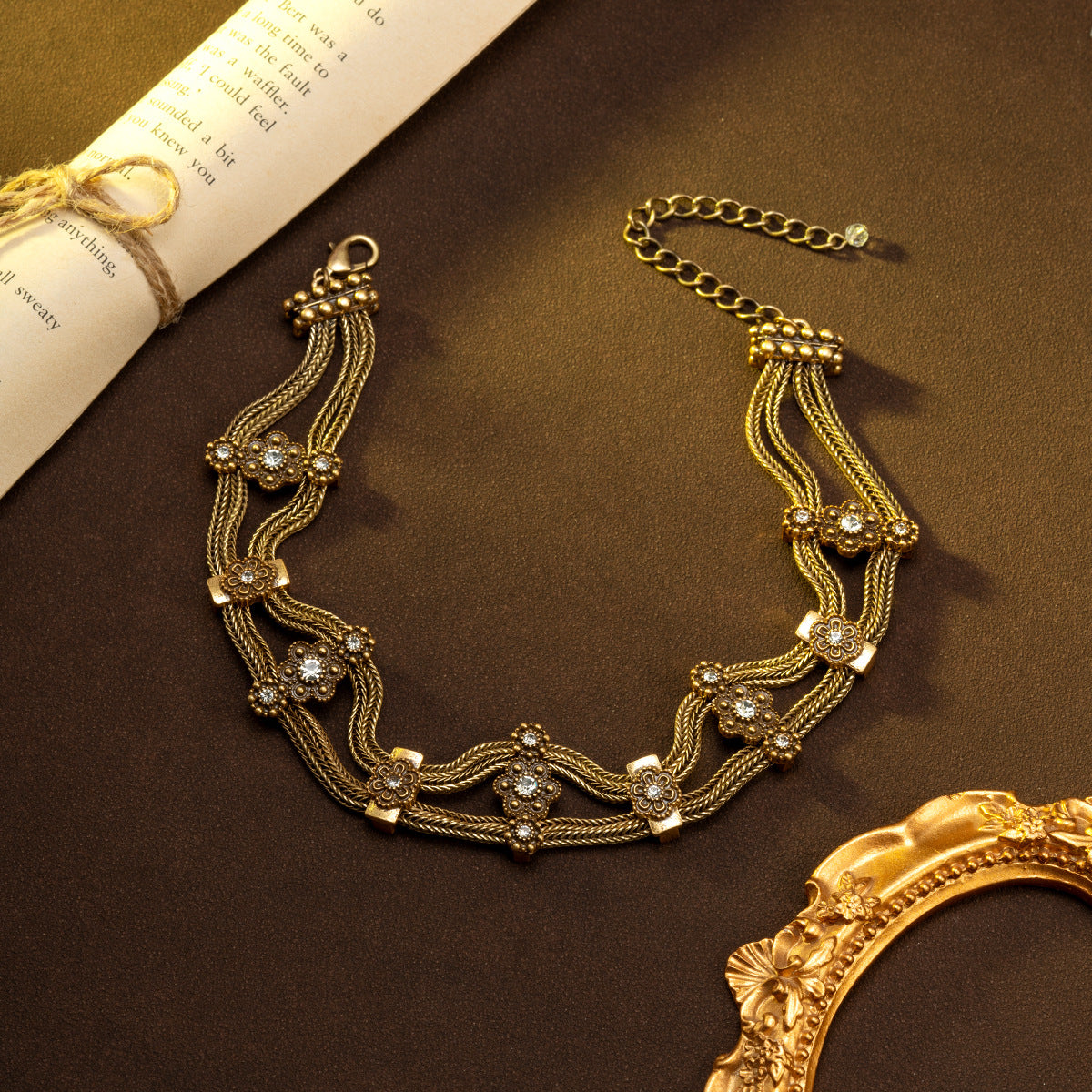 Vintage Woven Floral Statement Jewelry Set