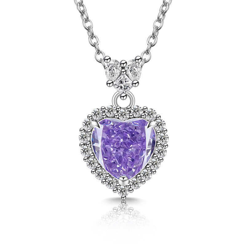 Double Heart Halo Pendant Necklace