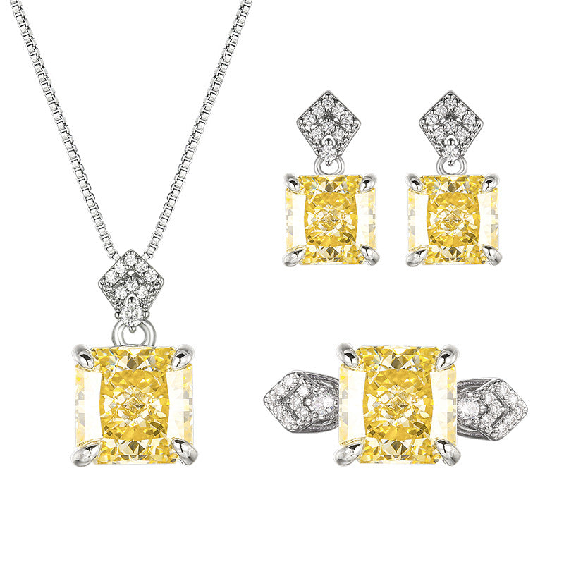 Canary Radiant Deco Jewelry Set|5A CZ Chevron Bridal Set