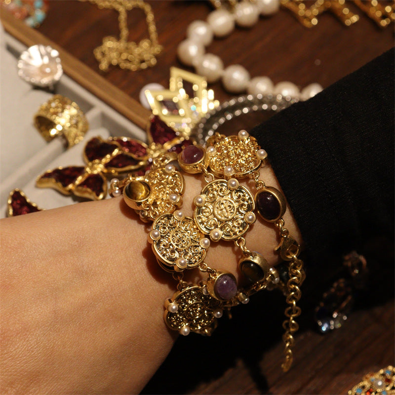 Boho Vintage Floral Filigree Natural Stones Vacation Matching Set