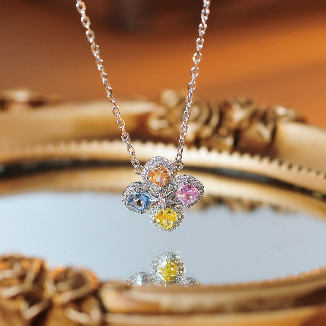 Dainty Pastel Floral Gemstone-Tone Jewelry Set