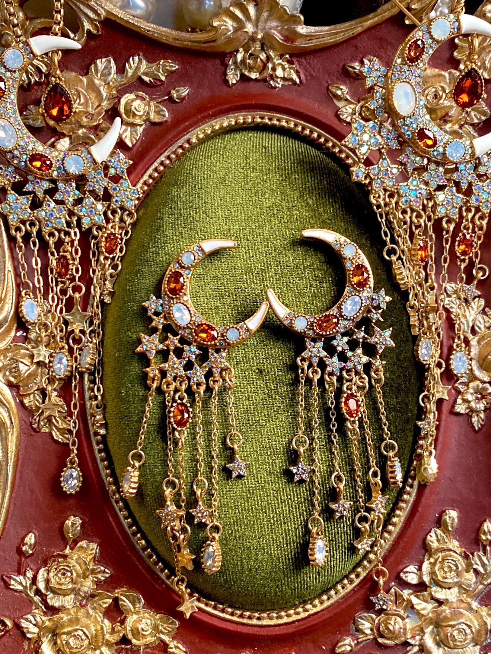 Vintage Cascading Moon Star Statement Jewelry Set