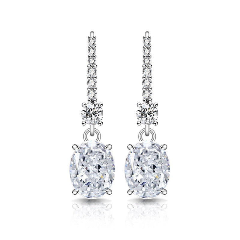 Oval Halo Leverback Earrings Sparking 18K Gold Plated Drops