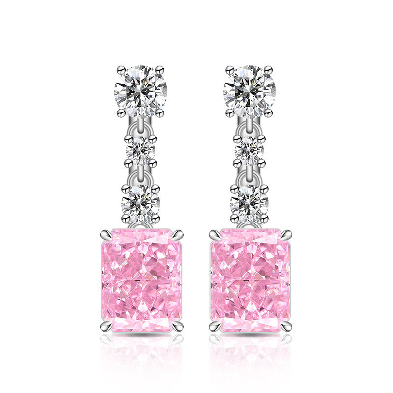 Modern Linear Radiant Dangles|5A CZ Leverback Drop Earrings