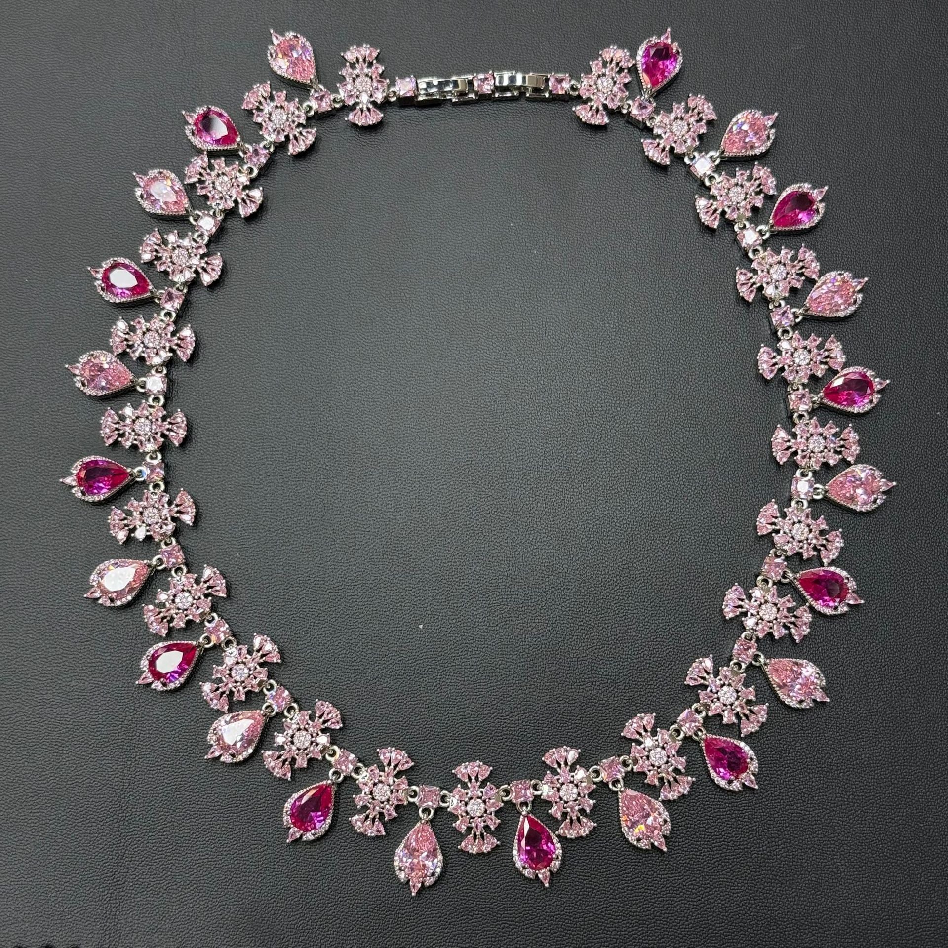 Pastel Gemstone-Tone Teardrop Garland Bridal Jewelry Set