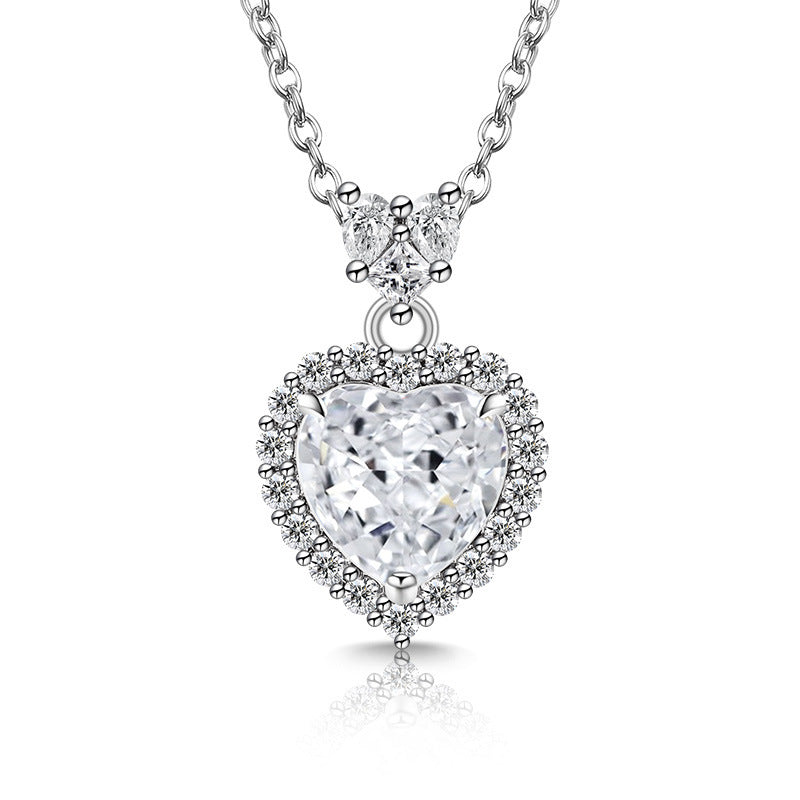 Double Heart Halo Pendant Necklace