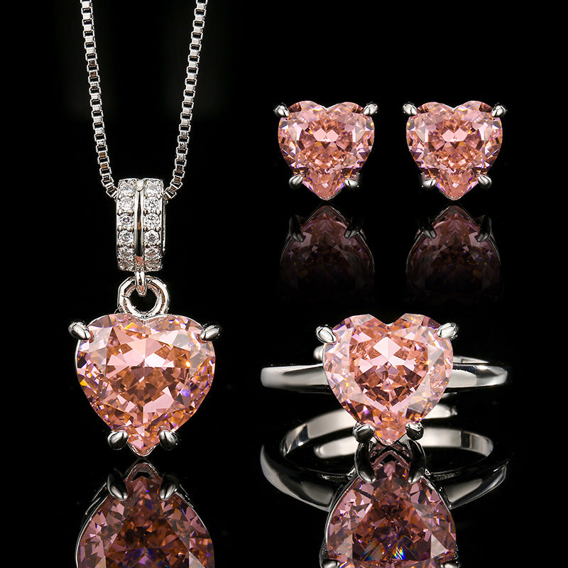 Pink Sweetheart Jewelry Set|Sparkling 5A CZ Necklace Set