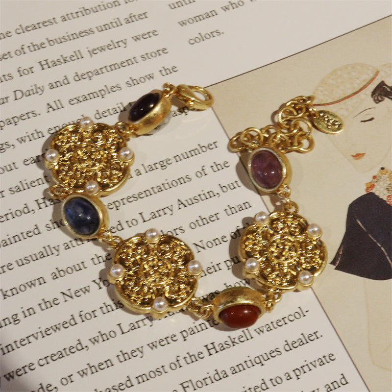 Boho Vintage Floral Filigree Natural Stones Vacation Matching Set
