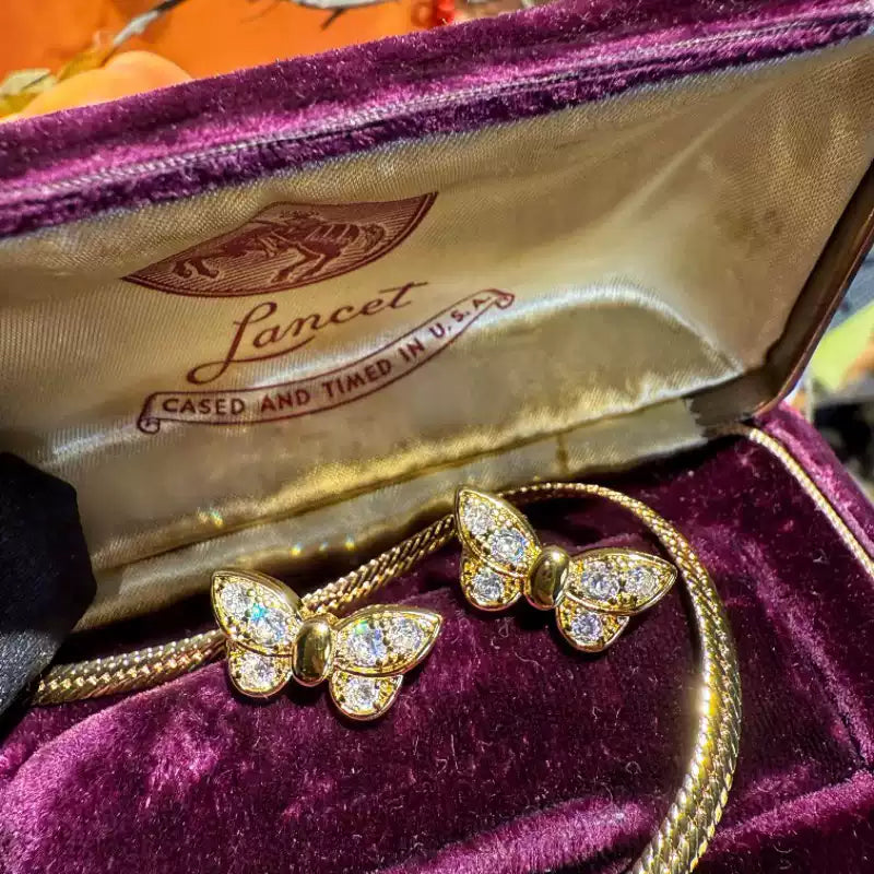 Vintage Pavé Butterfly Snake Chain Jewelry Set