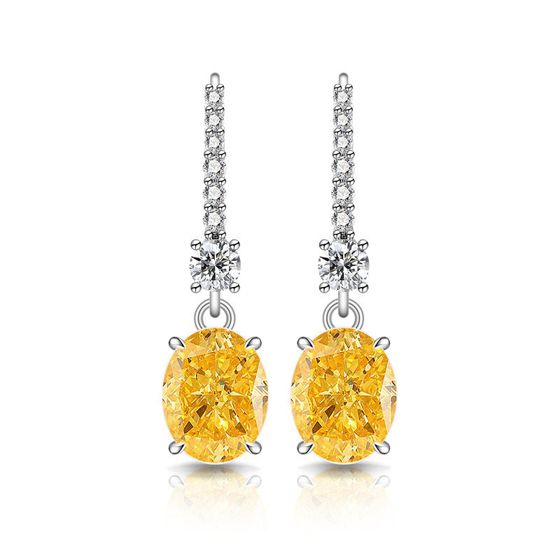 Oval Halo Leverback Earrings Sparking 18K Gold Plated Drops