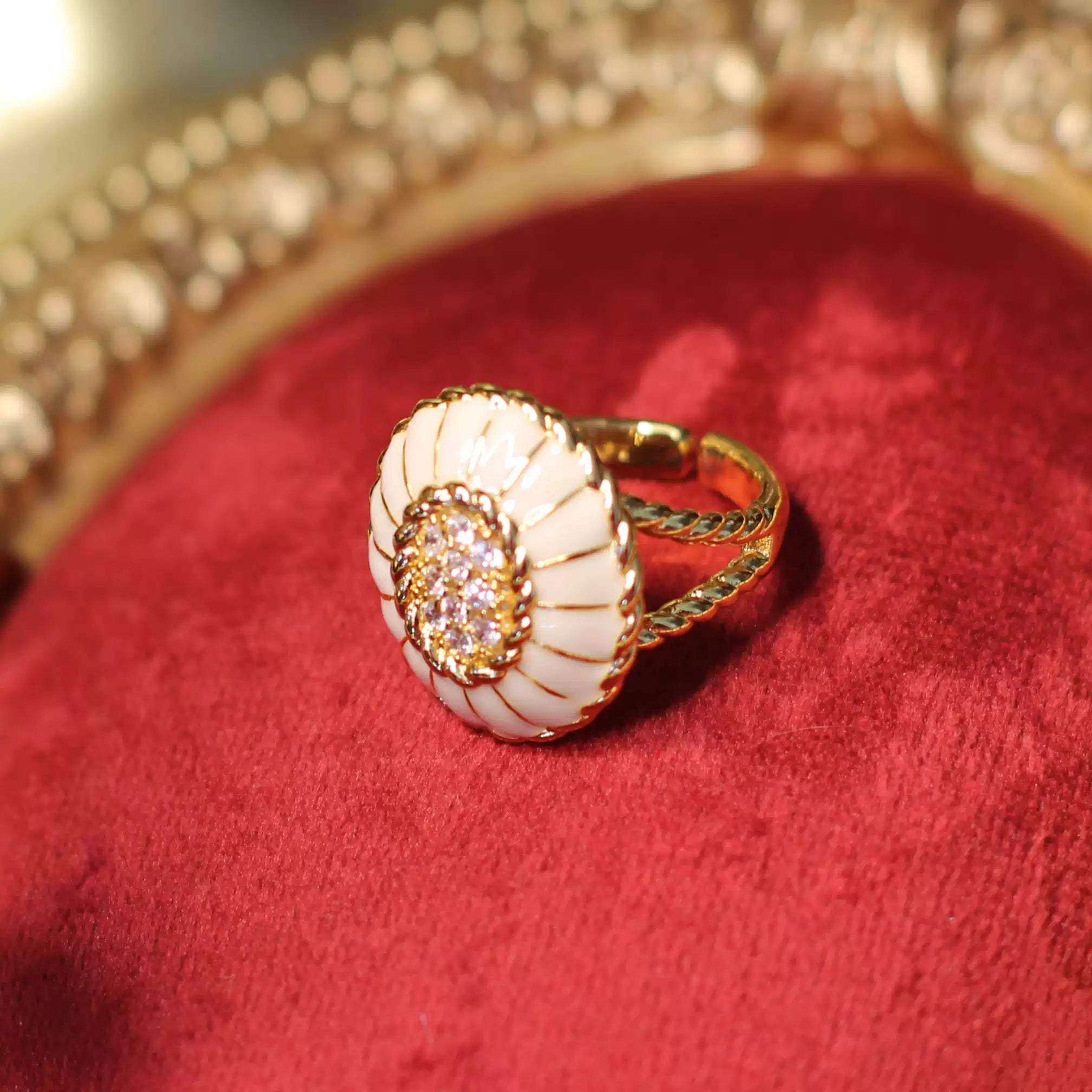 Vintage Cream Enamel Pavé Jewelry Set