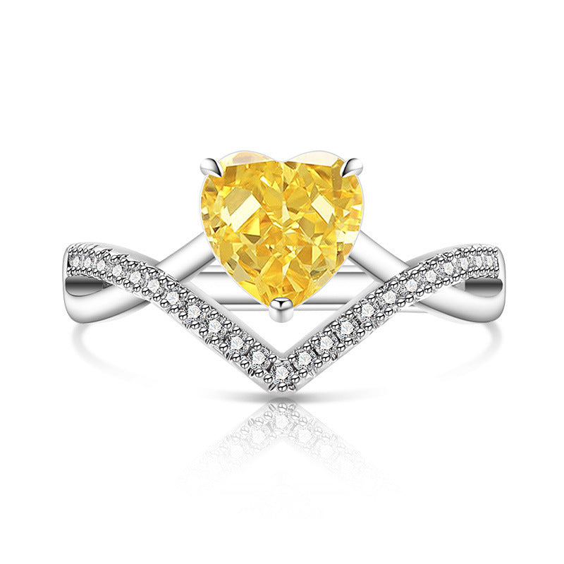 Chevron Heart Pavé Ring|Romantic V-Shape 5A CZ Ring