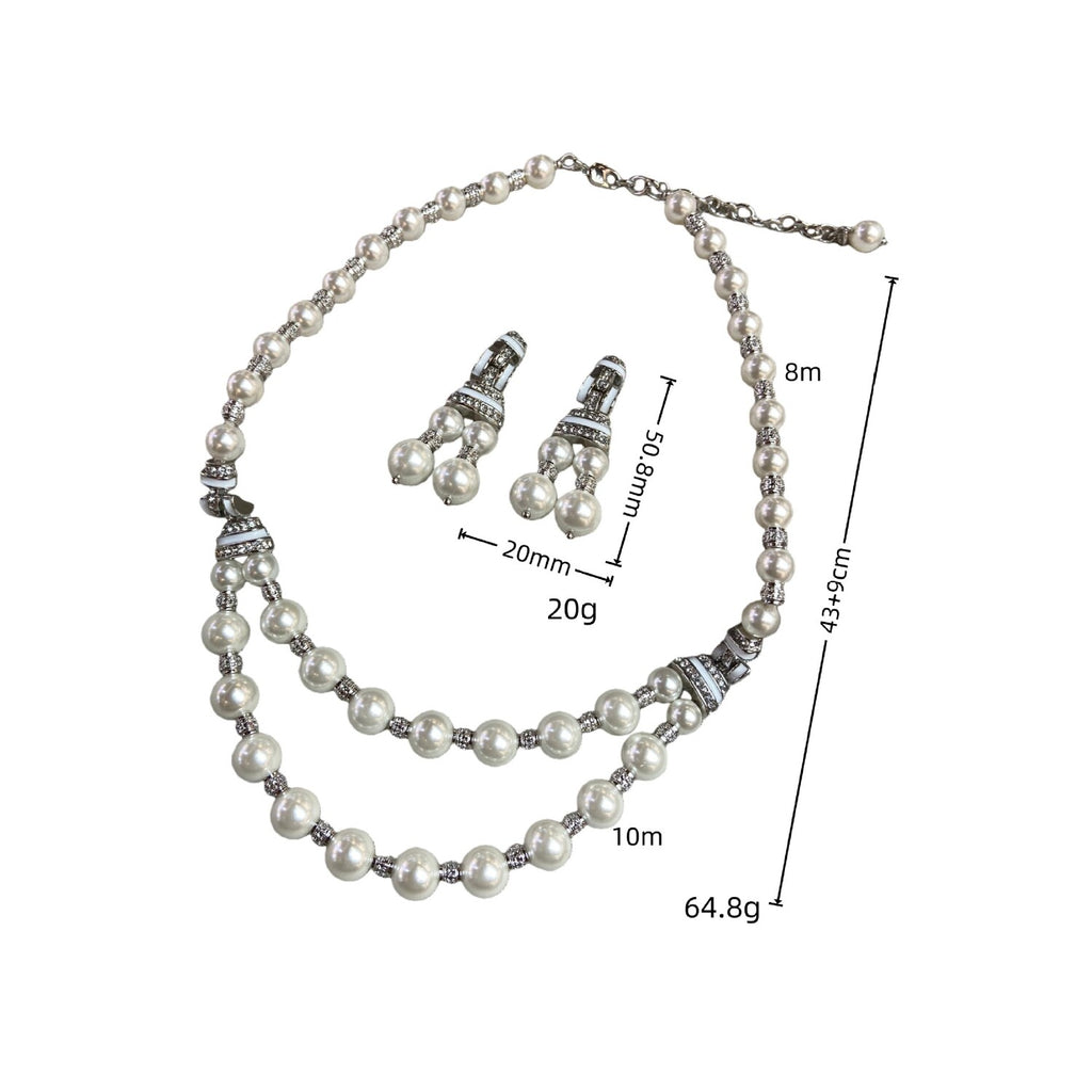 Downton 1920s Art Deco Pearl Statement Necklace Earrings