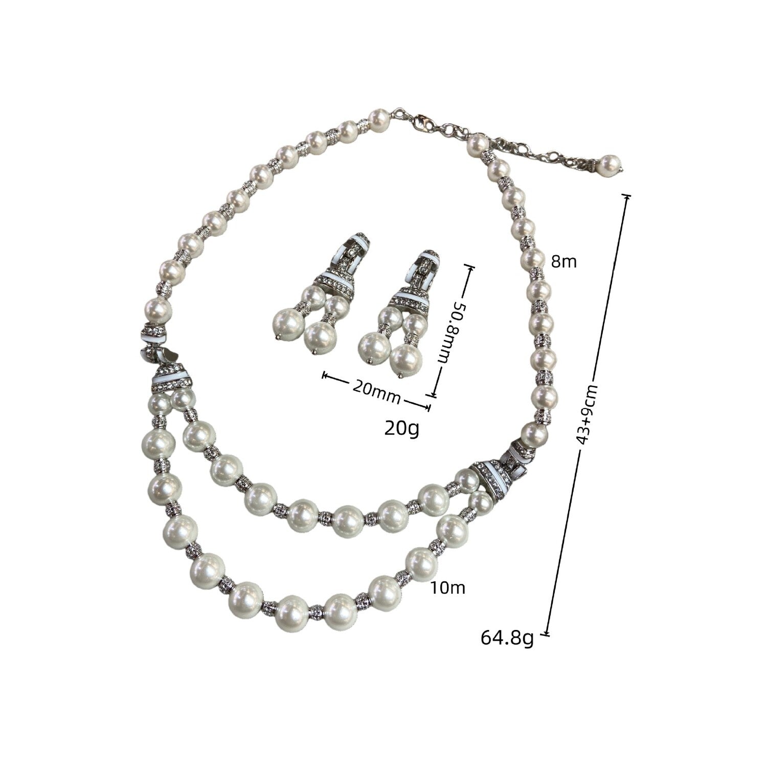 Downton 1920s Art Deco Pearl Statement Necklace Earrings