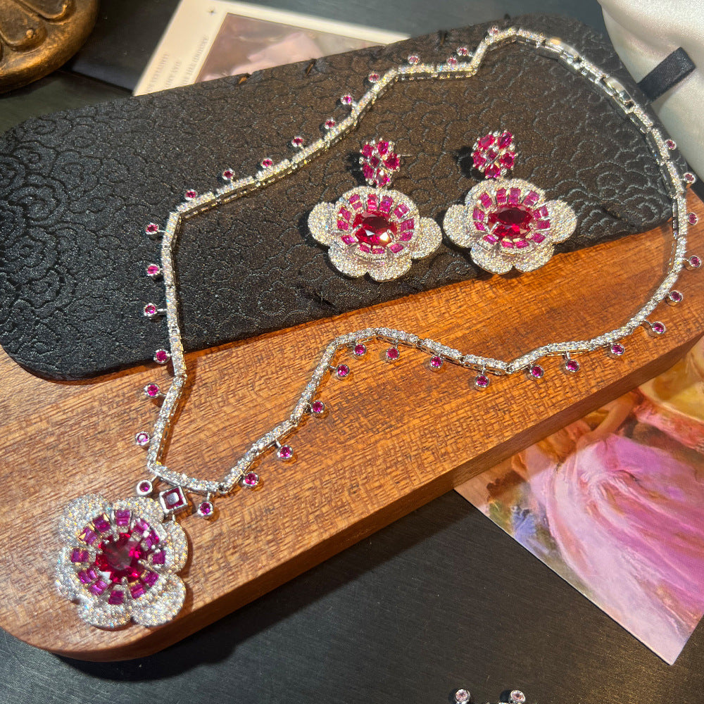 Couture Camellia Gemstone-Tone Wedding Jewelry Set