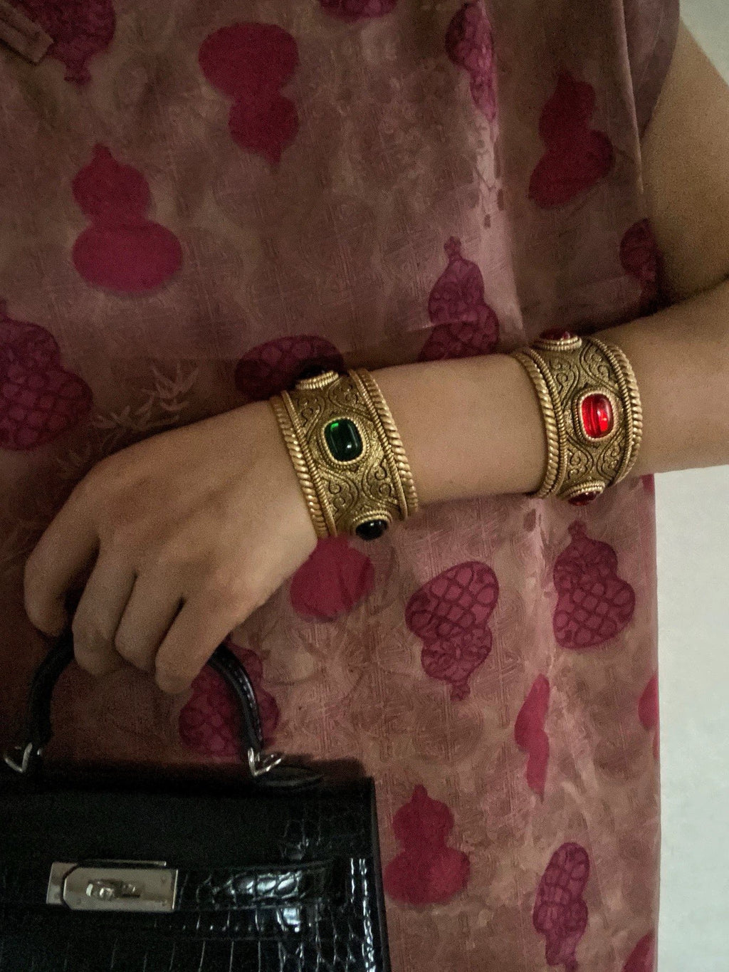 Vintage Engraved Bold Rope Twist Brass Bangle Earrings Ring