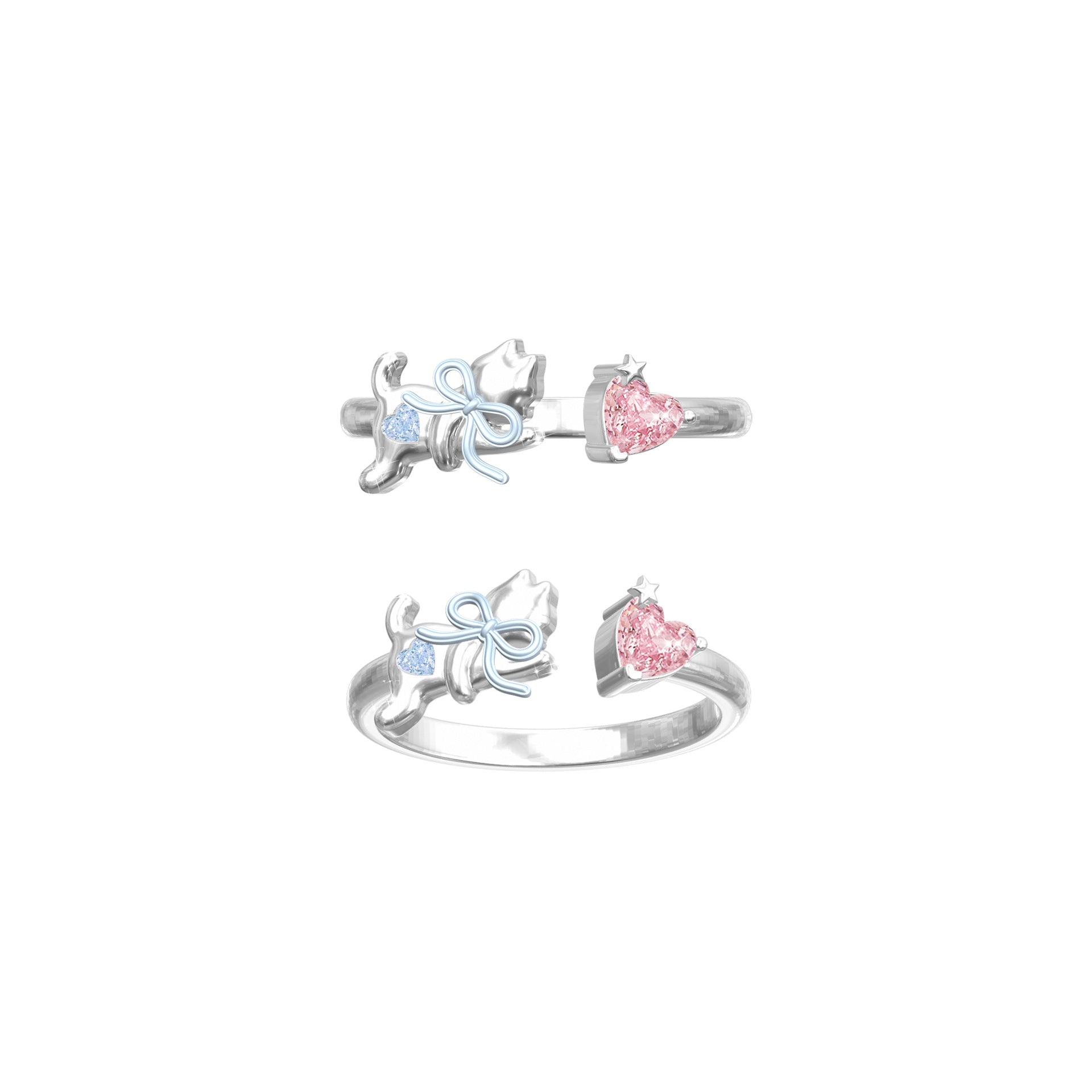 925 Sterling Silver Sweetheart Kitty Jewelry Set