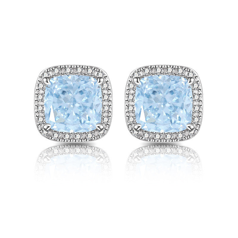 Cushion Halo Stud Earrings 18K Gold Plated Squares